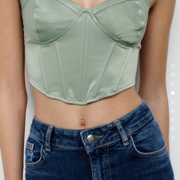 Zara Satin Cropped Corset Braw Top - Picture 3 of 12